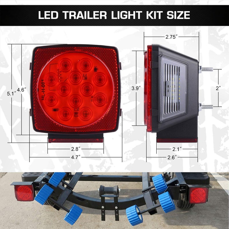LINKITOM Submersible LED Trailer Light Kit, Super Bright Brake Stop Turn Tail License Lights for Camper Truck RV Boat Snowmobile Under 80" Inch, IP68 Waterproof, DOT Compliant - Image 5